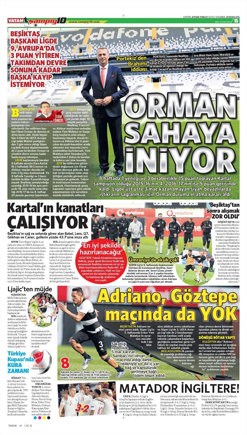 16 Ekim 2018 | Gazetelerin Beşiktaş Manşetleri - Görsel 5