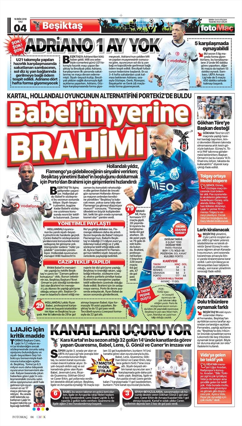 16 Ekim 2018 | Gazetelerin Beşiktaş Manşetleri - Görsel 8