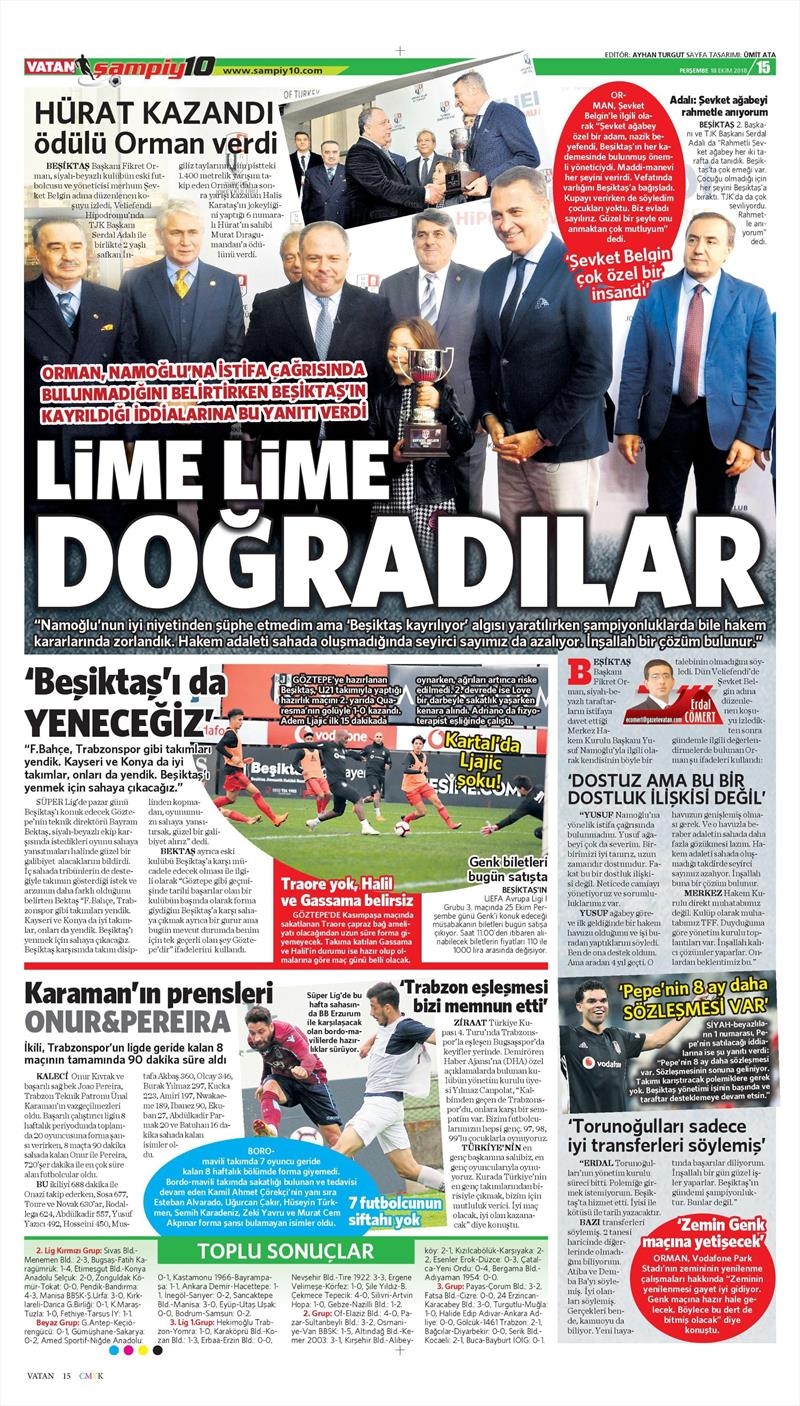 18 Ekim 2018 | Gazetelerin Beşiktaş Manşetleri - Görsel 5