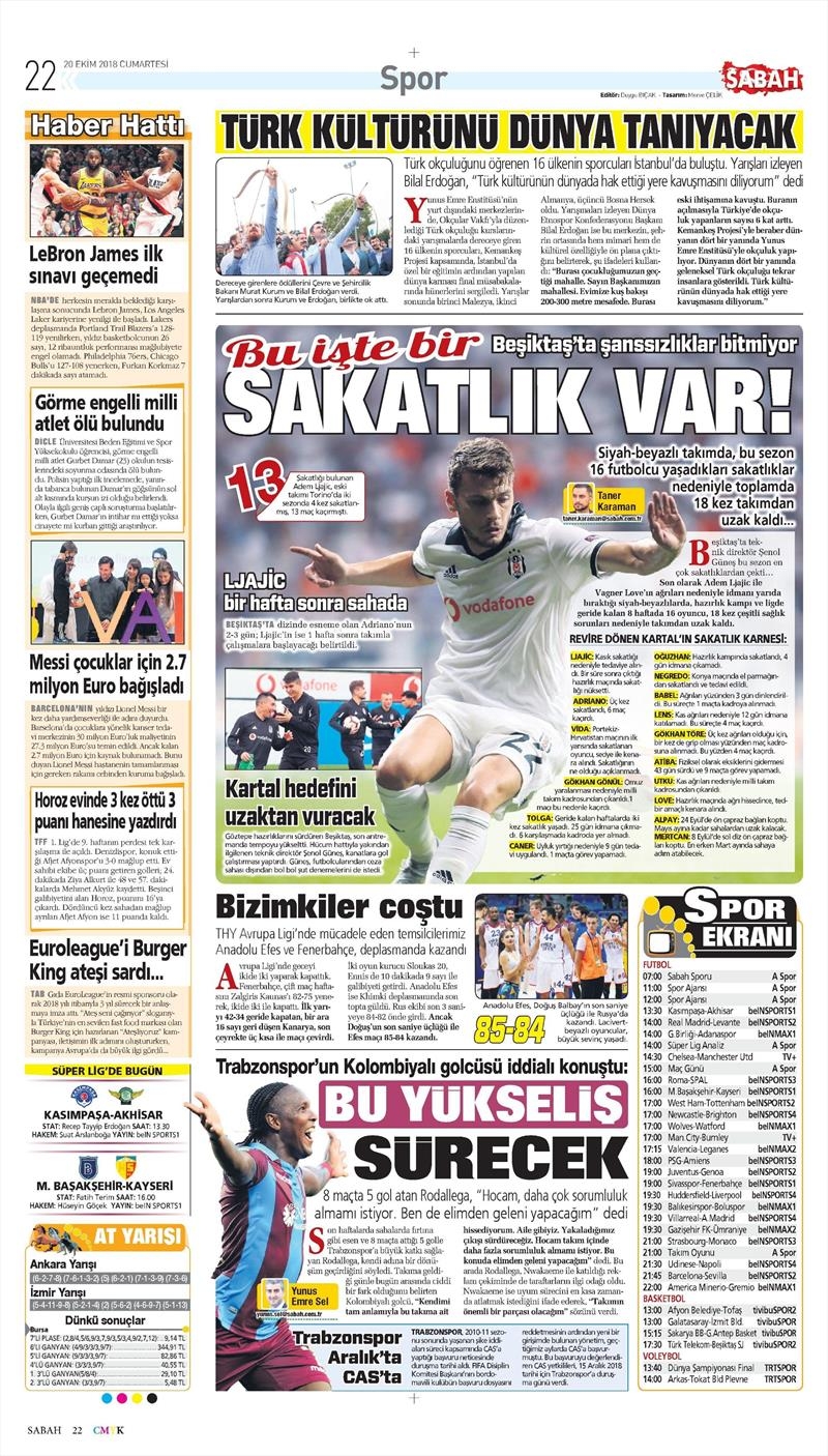 20 Ekim 2018 | Gazetelerin Beşiktaş Manşetleri - Görsel 1