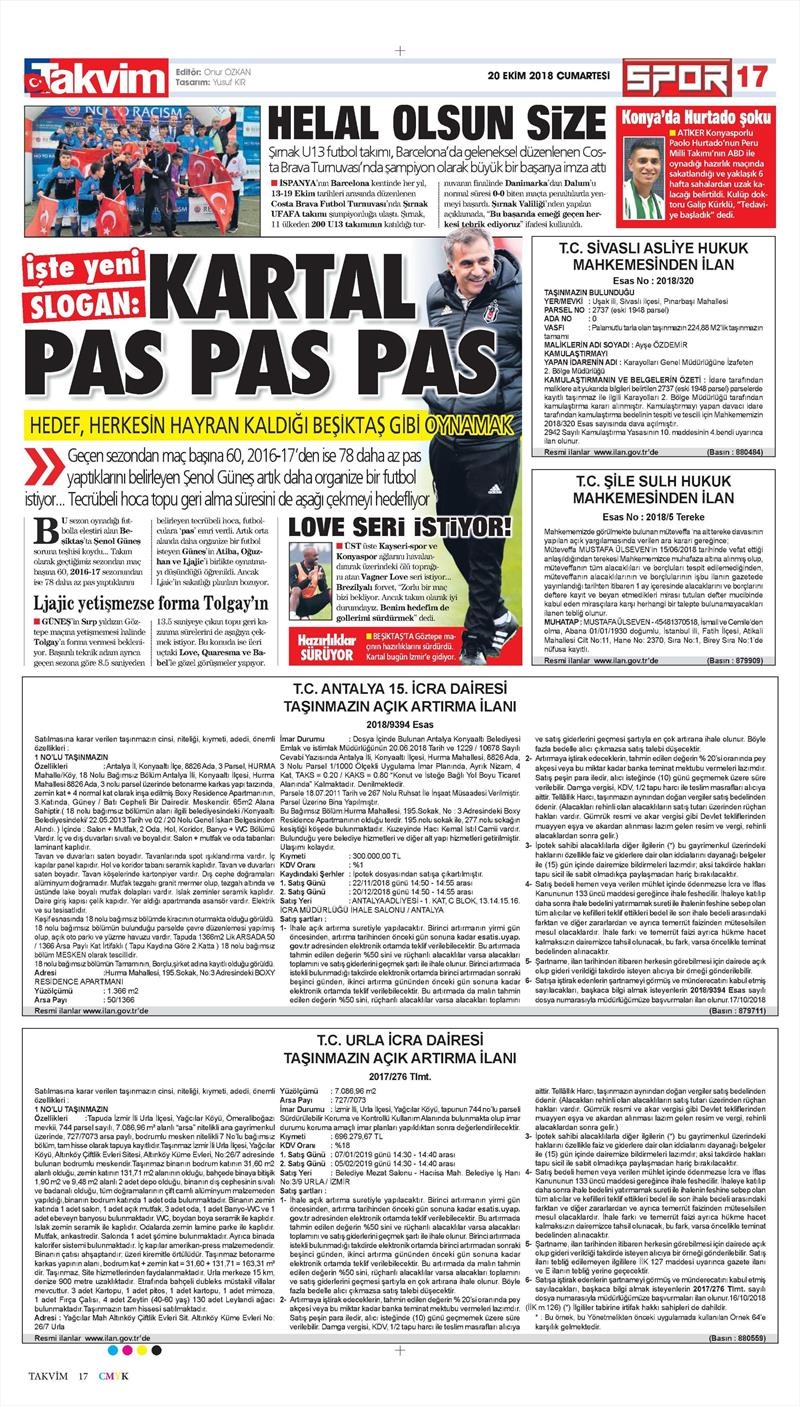 20 Ekim 2018 | Gazetelerin Beşiktaş Manşetleri - Görsel 3