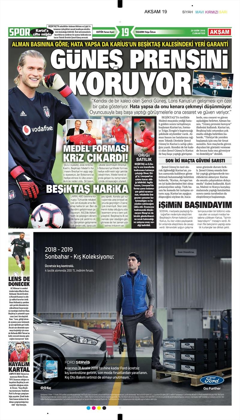 20 Ekim 2018 | Gazetelerin Beşiktaş Manşetleri - Görsel 4
