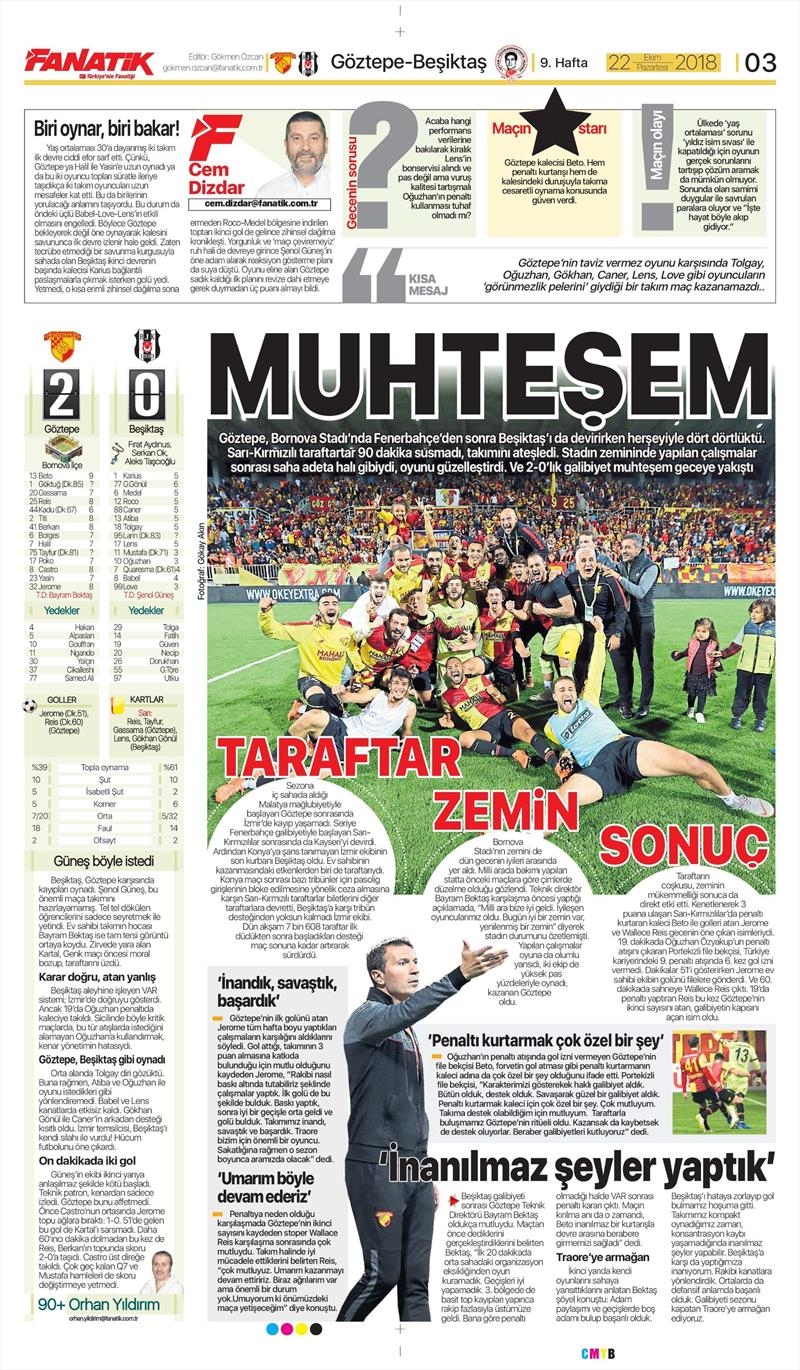 22 Ekim 2018 | Gazetelerin Beşiktaş Manşetleri - Görsel 12