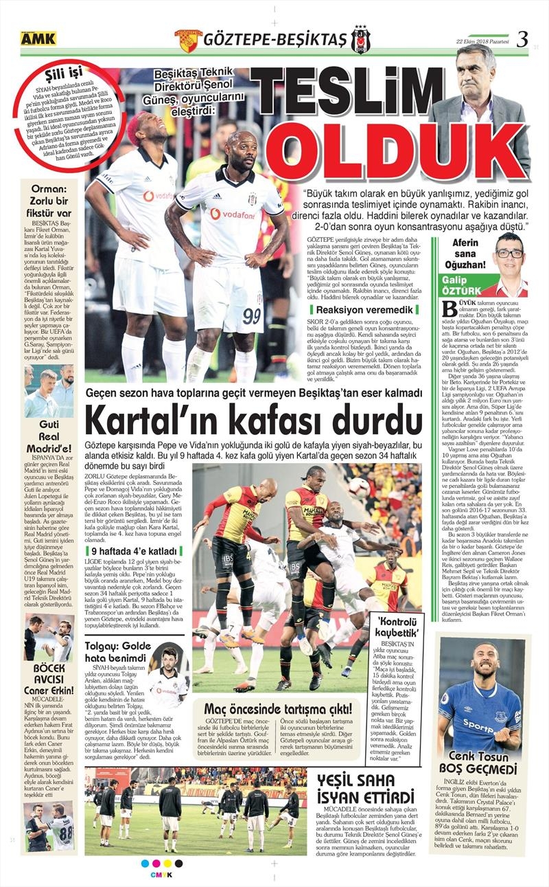 22 Ekim 2018 | Gazetelerin Beşiktaş Manşetleri - Görsel 9