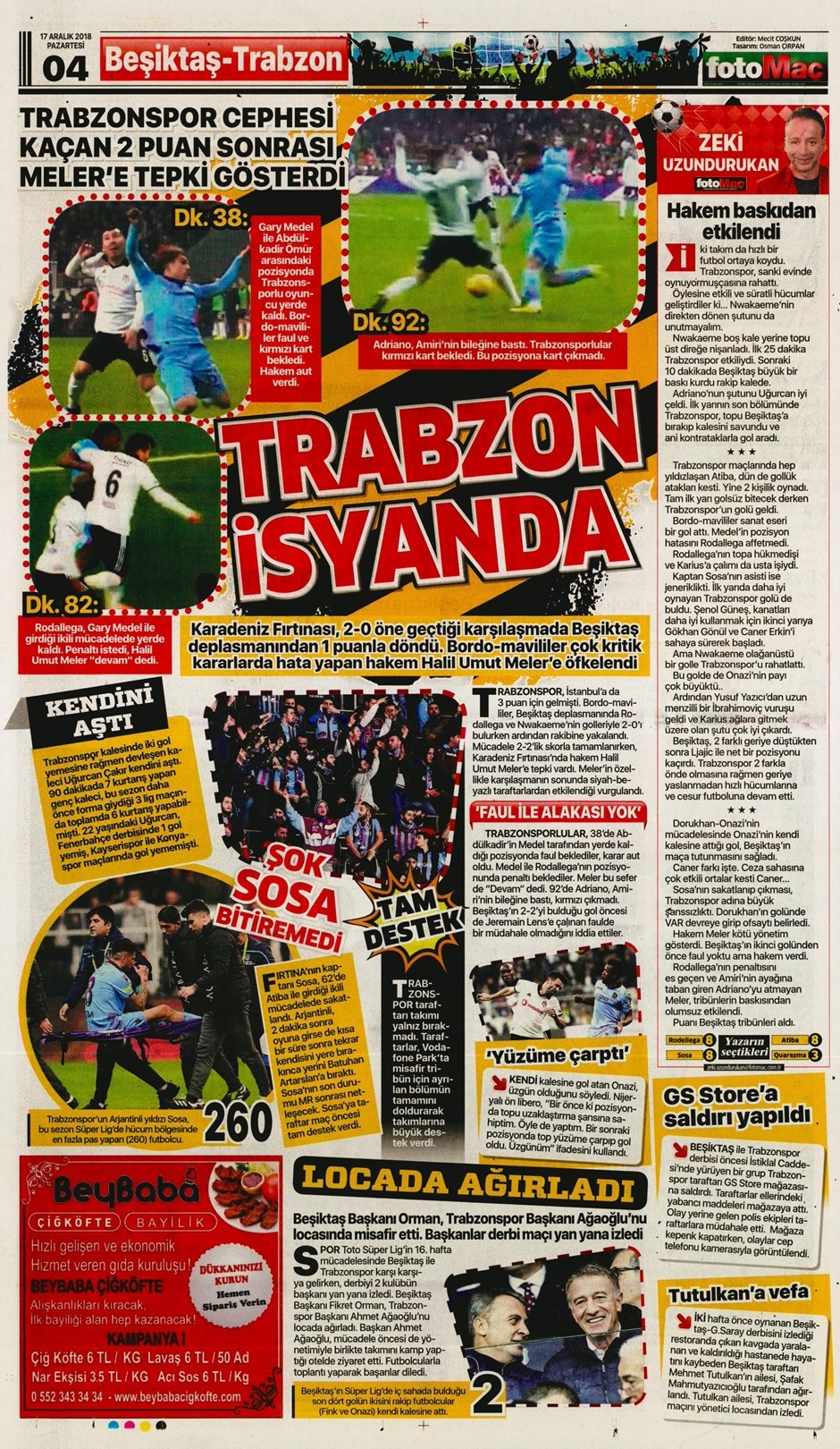17 Aralık 2018 | Gazetelerin Beşiktaş Manşetleri - Görsel 1