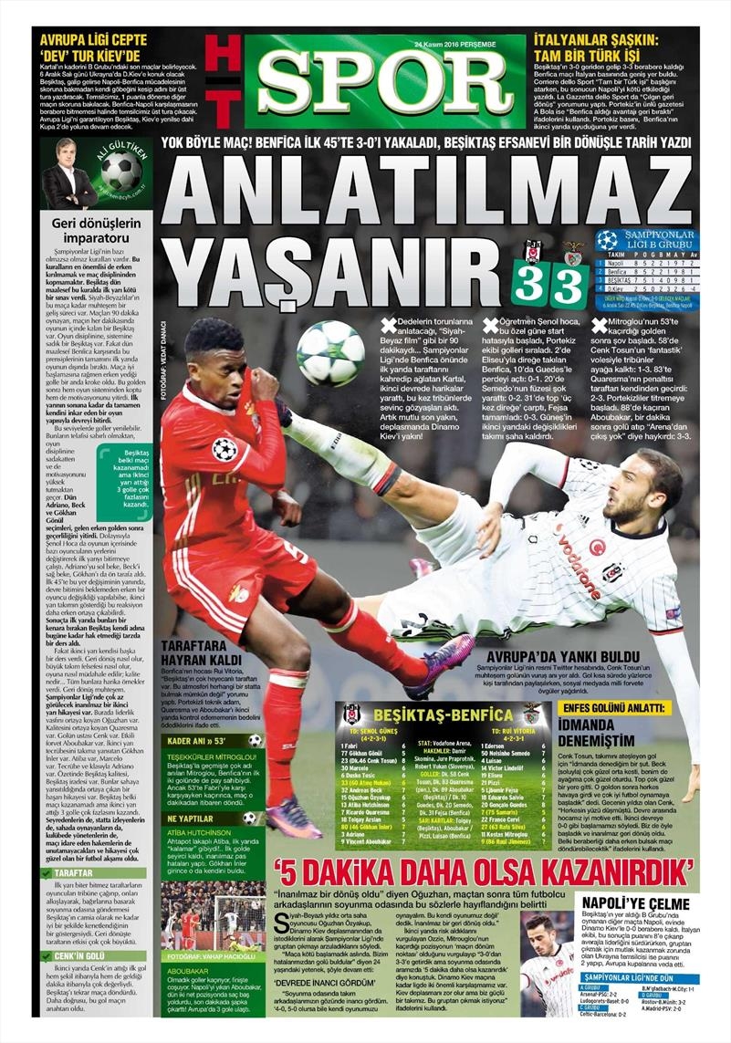 24 Kasım 2016 | Gazetelerin Beşiktaş sayfaları - Görsel 10