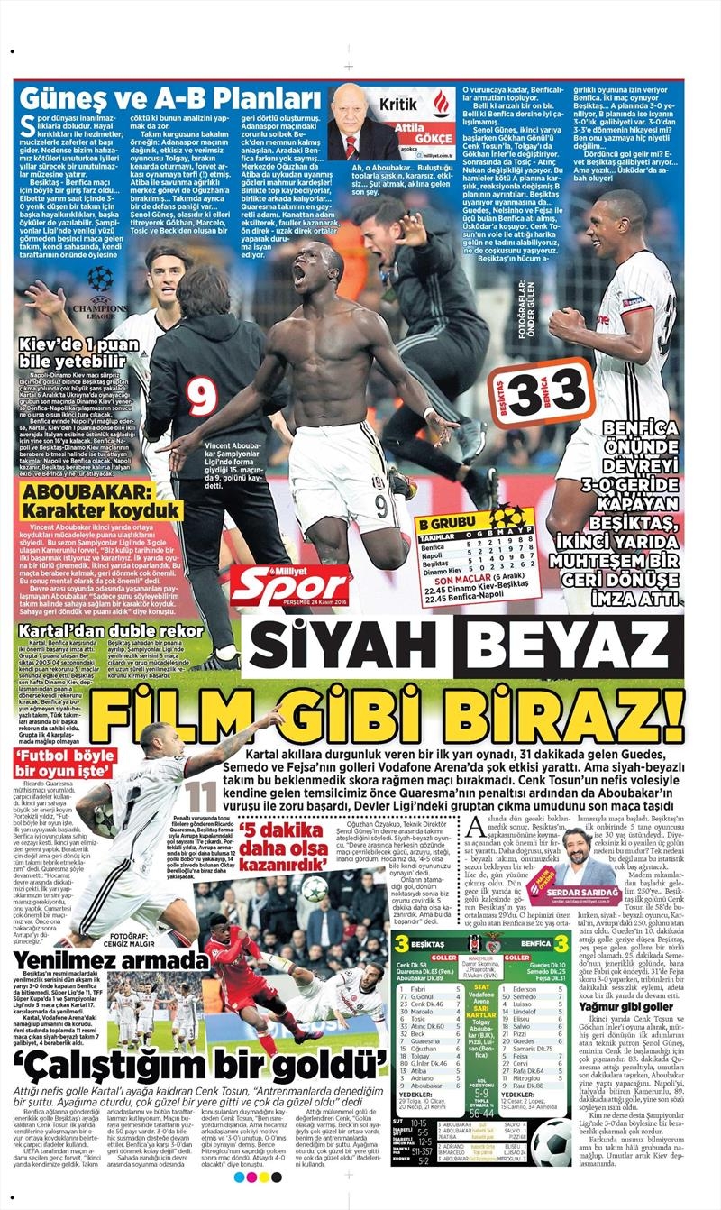 24 Kasım 2016 | Gazetelerin Beşiktaş sayfaları - Görsel 18