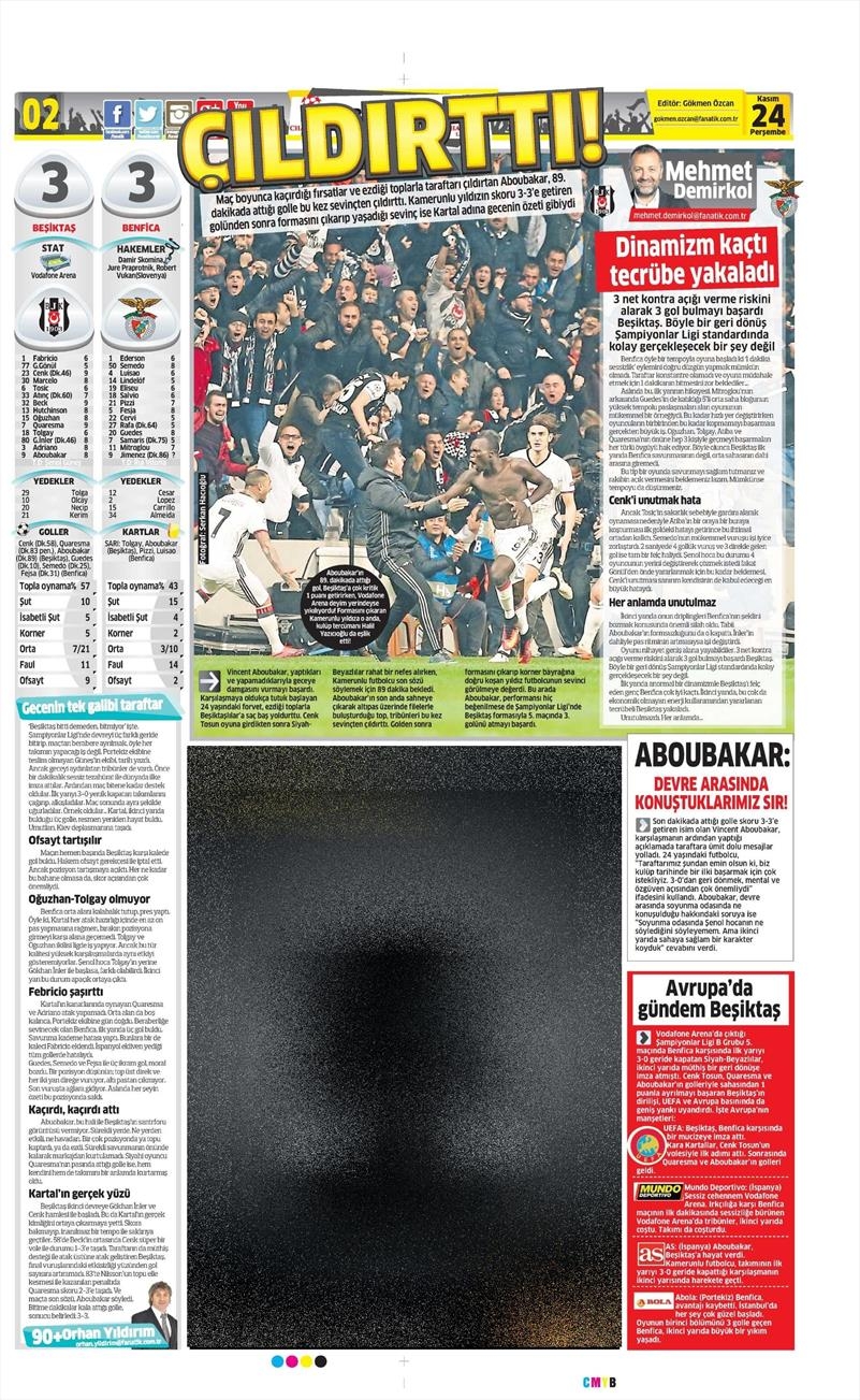 24 Kasım 2016 | Gazetelerin Beşiktaş sayfaları - Görsel 2