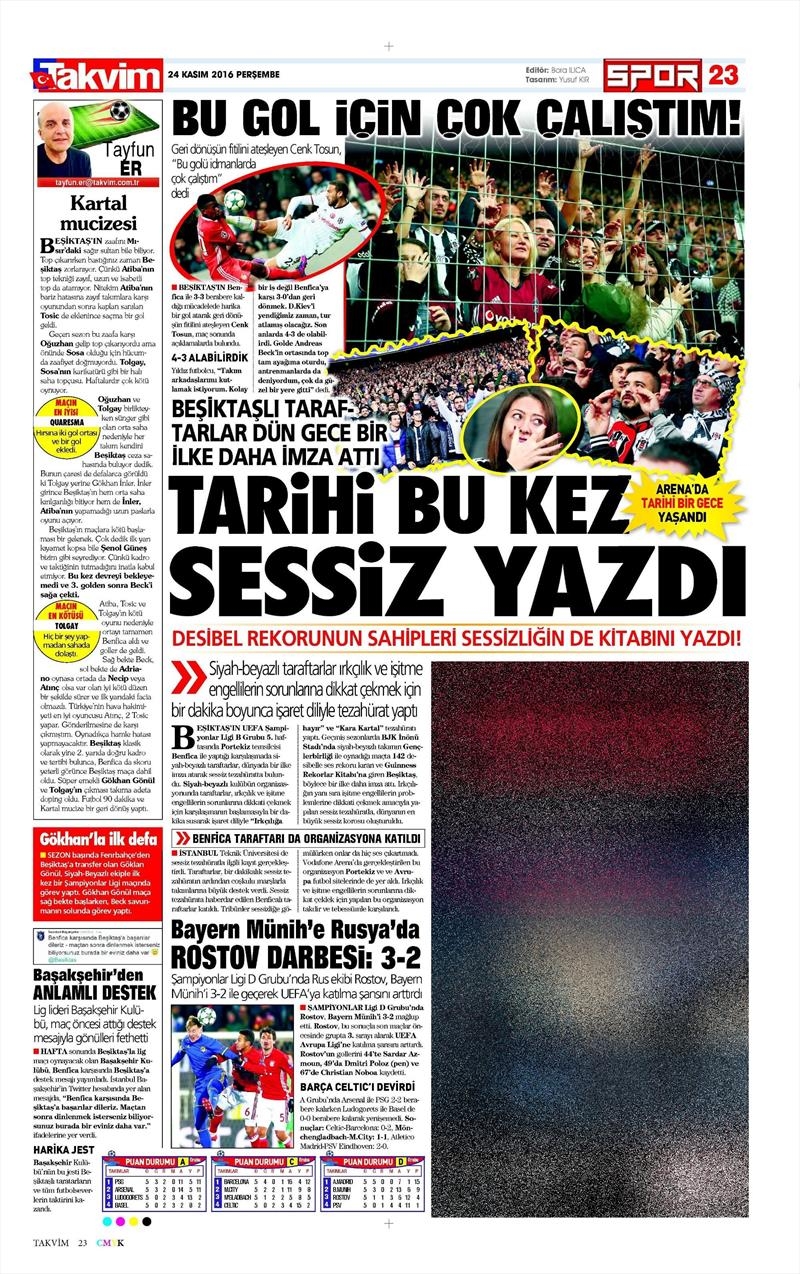 24 Kasım 2016 | Gazetelerin Beşiktaş sayfaları - Görsel 24