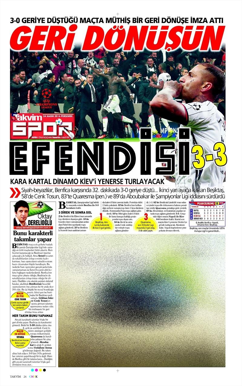24 Kasım 2016 | Gazetelerin Beşiktaş sayfaları - Görsel 25