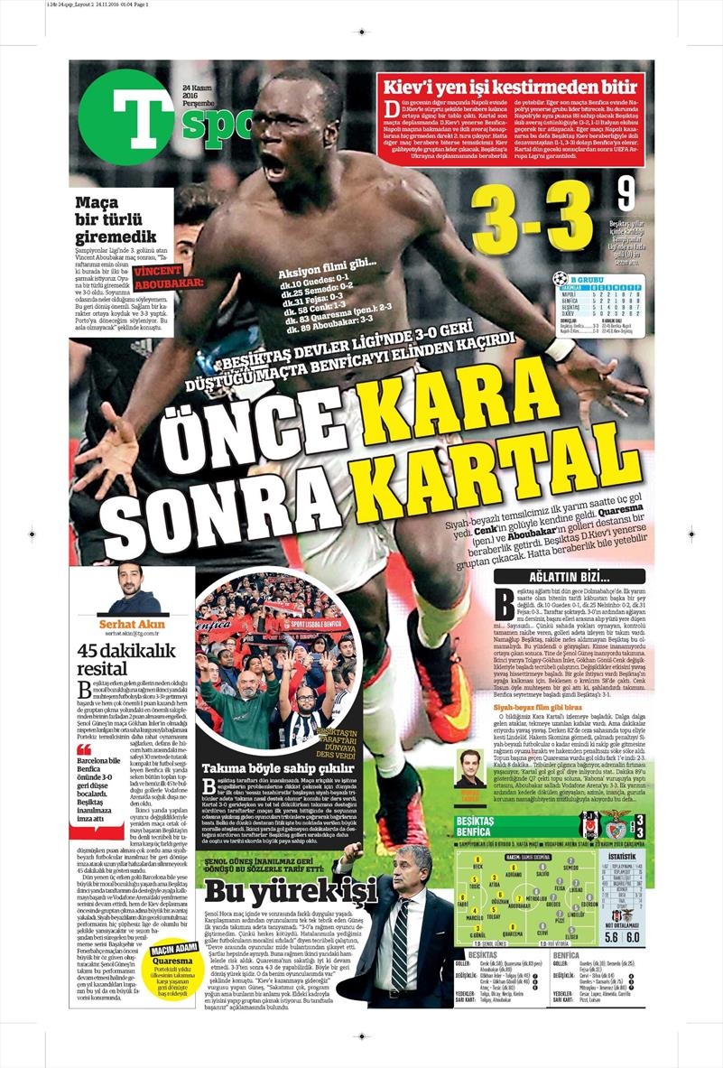 24 Kasım 2016 | Gazetelerin Beşiktaş sayfaları - Görsel 26