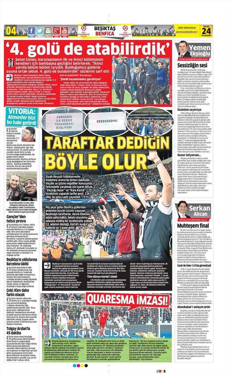 24 Kasım 2016 | Gazetelerin Beşiktaş sayfaları - Görsel 4