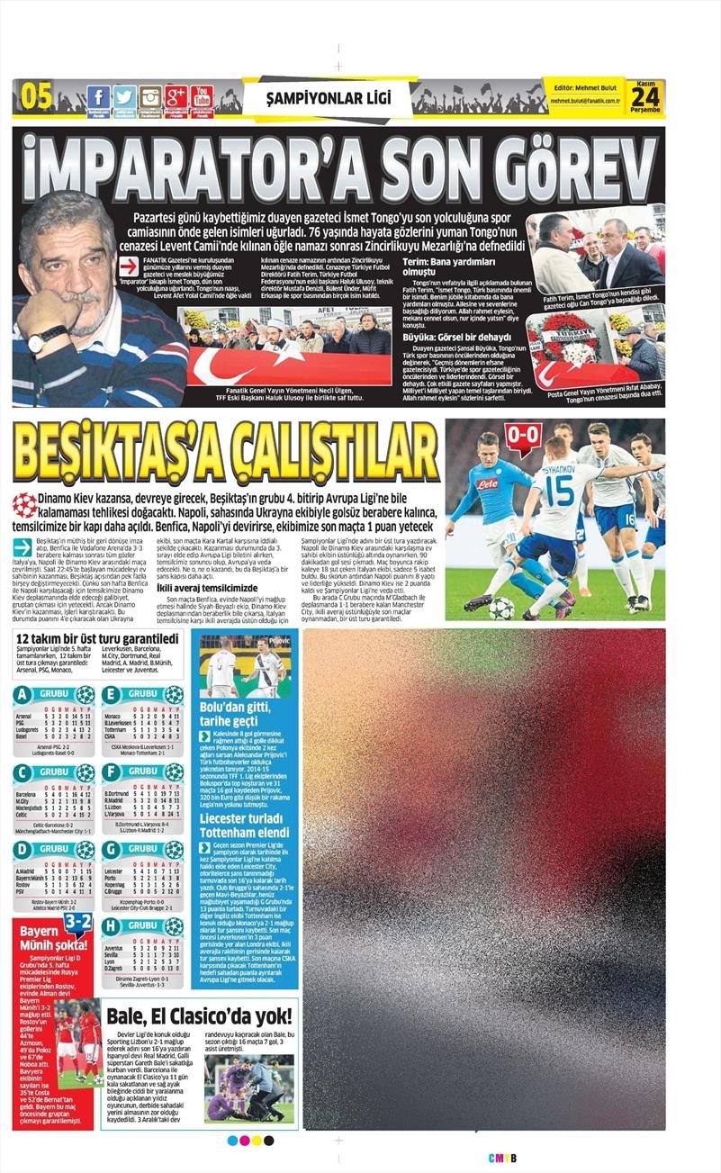 24 Kasım 2016 | Gazetelerin Beşiktaş sayfaları - Görsel 5
