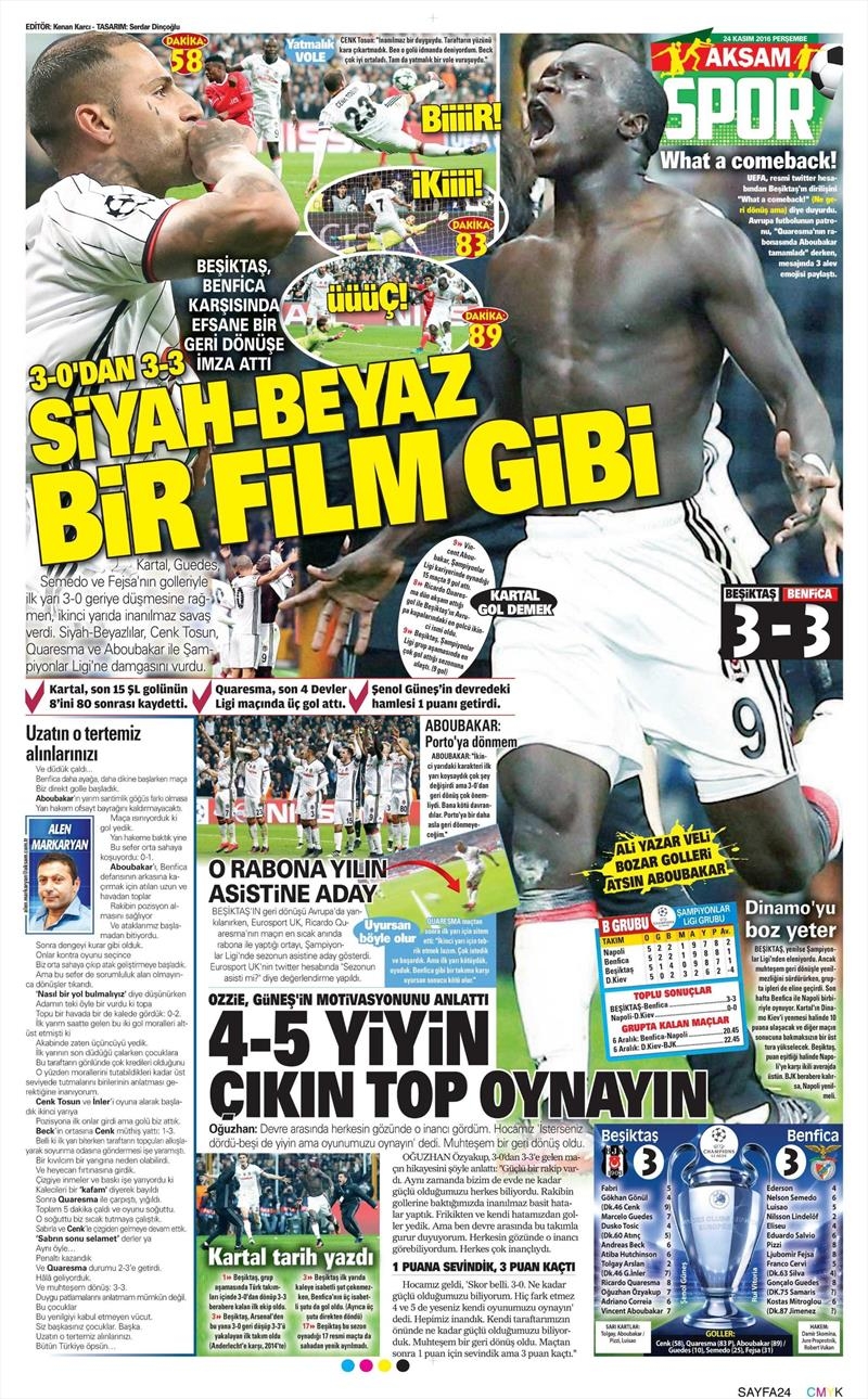 24 Kasım 2016 | Gazetelerin Beşiktaş sayfaları - Görsel 7