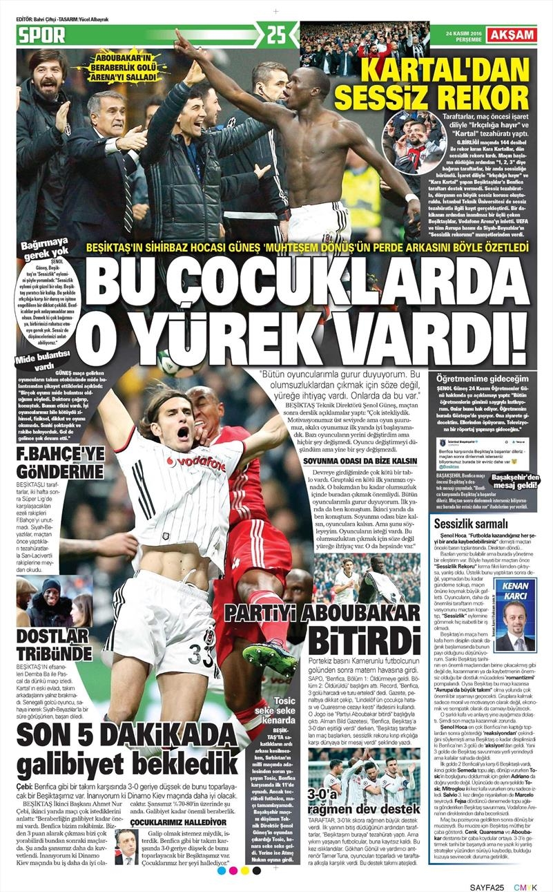 24 Kasım 2016 | Gazetelerin Beşiktaş sayfaları - Görsel 8
