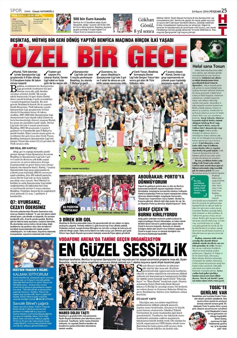 24 Kasım 2016 | Gazetelerin Beşiktaş sayfaları - Görsel 9