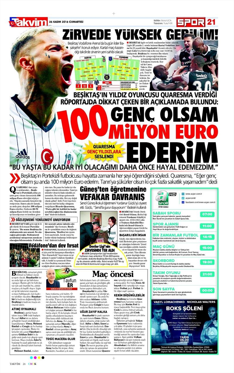 26 Kasım 2016 | Gazetelerin Beşiktaş sayfaları - Görsel 11