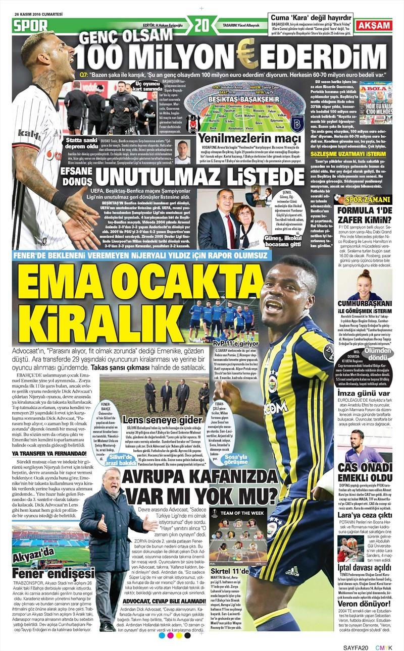 26 Kasım 2016 | Gazetelerin Beşiktaş sayfaları - Görsel 3