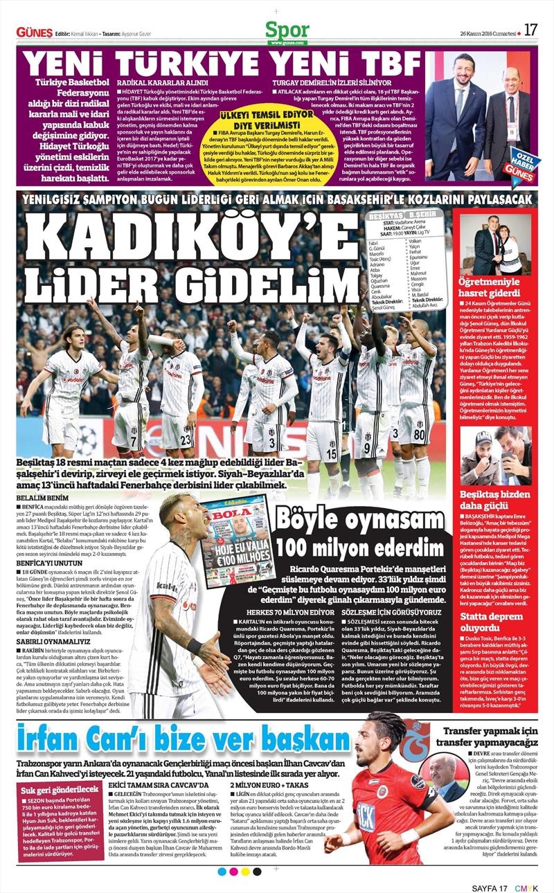 26 Kasım 2016 | Gazetelerin Beşiktaş sayfaları - Görsel 4