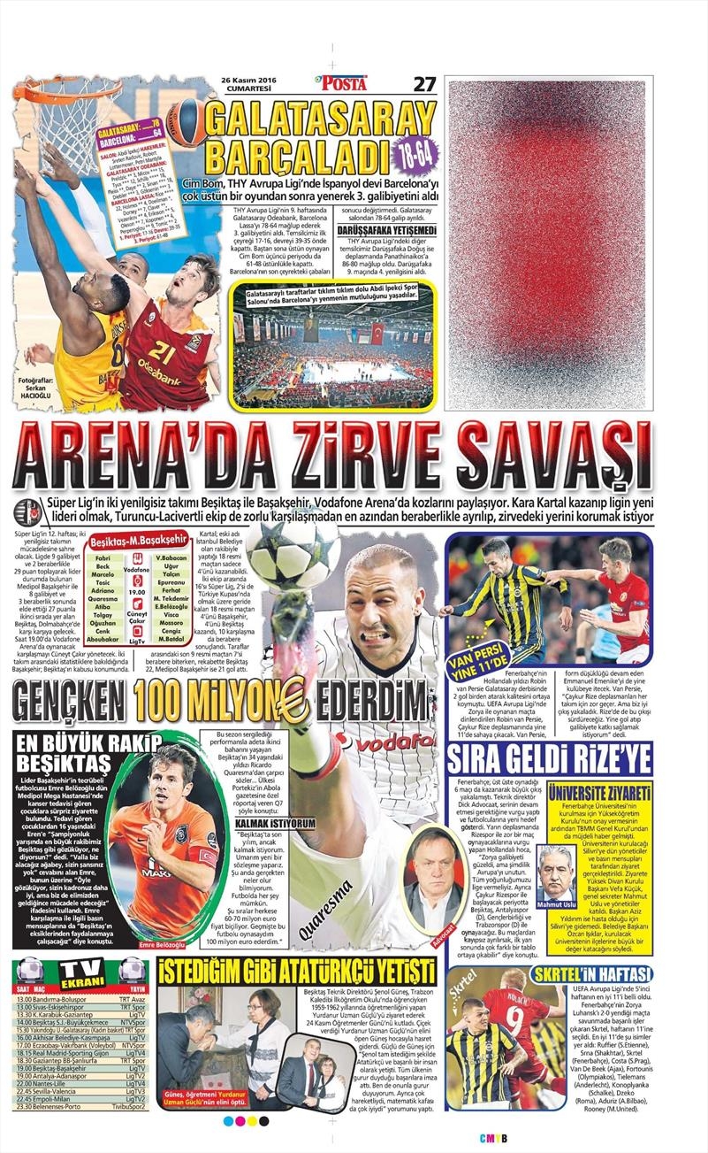 26 Kasım 2016 | Gazetelerin Beşiktaş sayfaları - Görsel 8