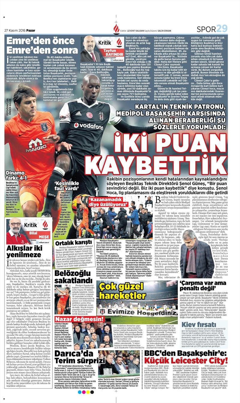 27 Kasım 2016 | Gazetelerin Beşiktaş sayfaları - Görsel 16