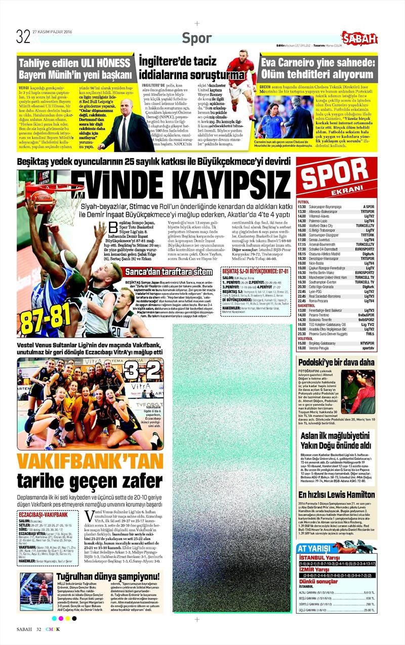 27 Kasım 2016 | Gazetelerin Beşiktaş sayfaları - Görsel 19
