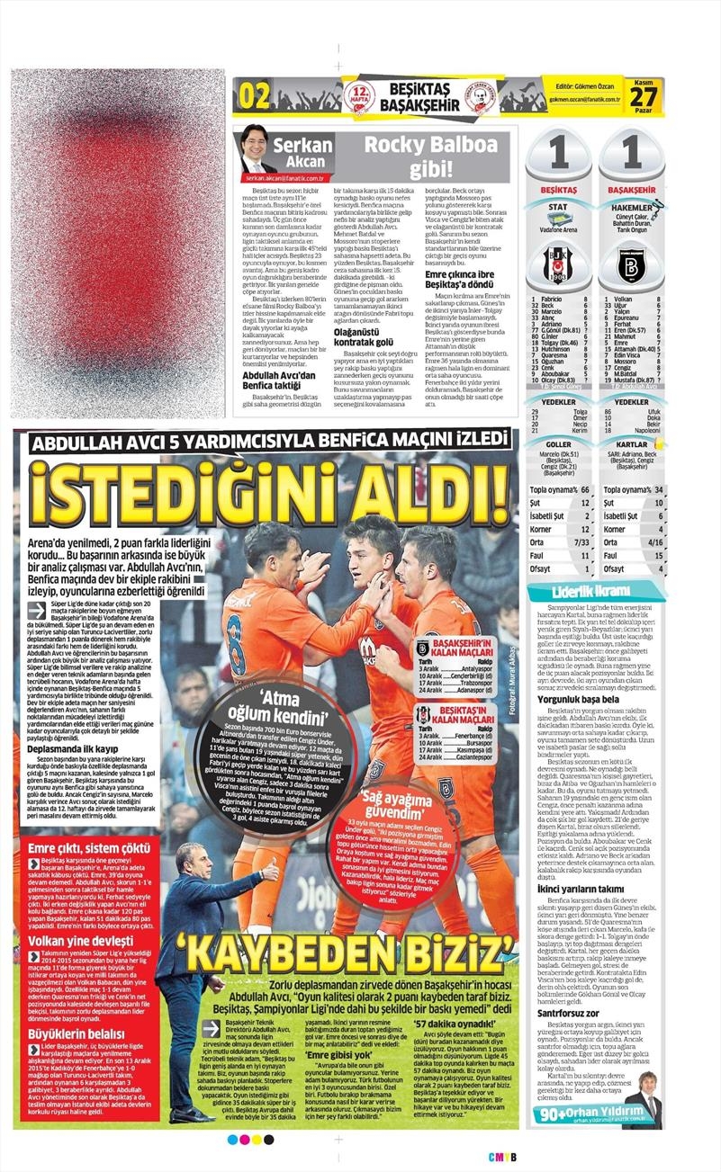 27 Kasım 2016 | Gazetelerin Beşiktaş sayfaları - Görsel 2