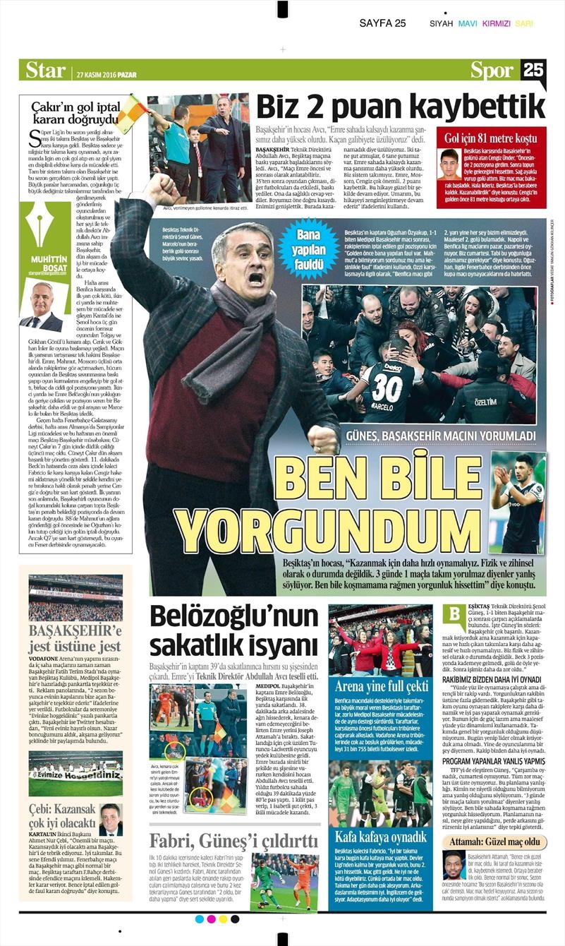 27 Kasım 2016 | Gazetelerin Beşiktaş sayfaları - Görsel 22