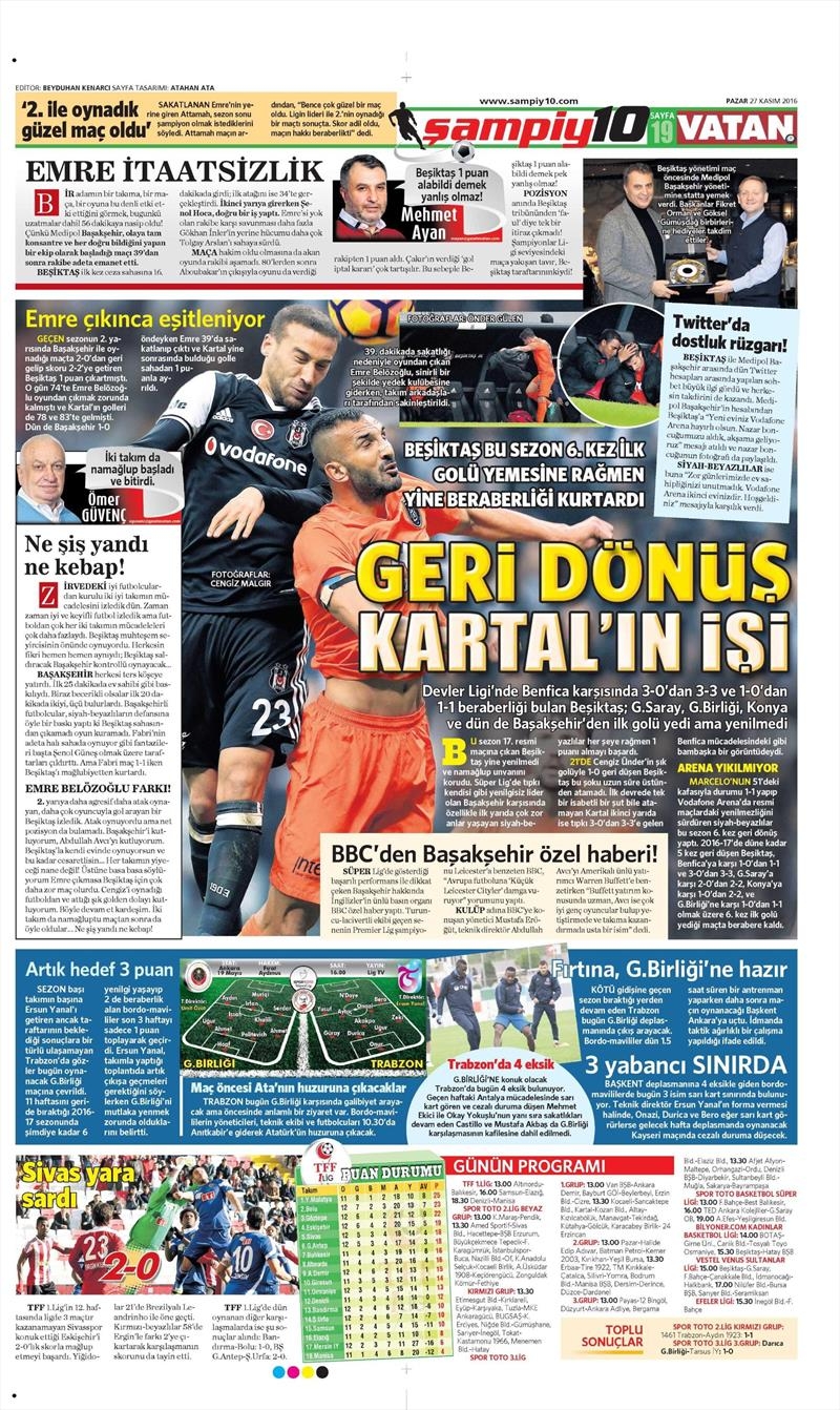 27 Kasım 2016 | Gazetelerin Beşiktaş sayfaları - Görsel 29