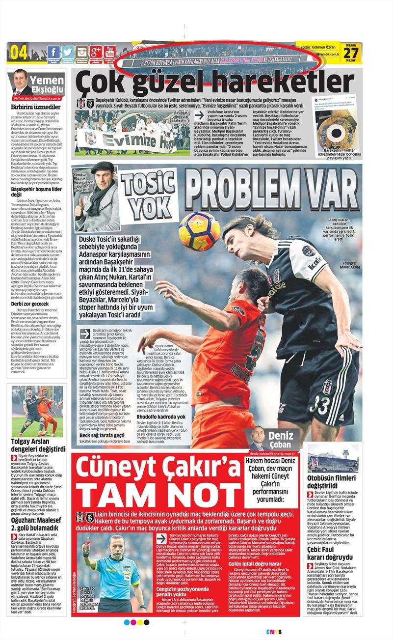 27 Kasım 2016 | Gazetelerin Beşiktaş sayfaları - Görsel 4