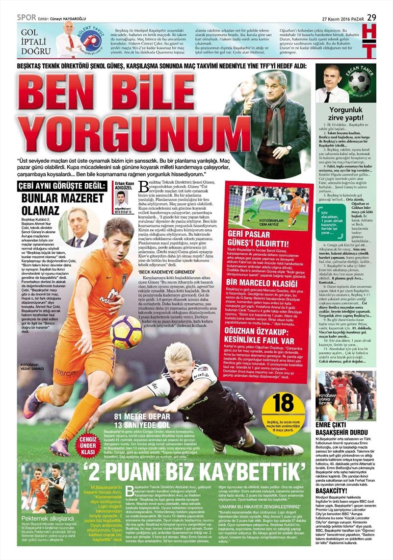27 Kasım 2016 | Gazetelerin Beşiktaş sayfaları - Görsel 9