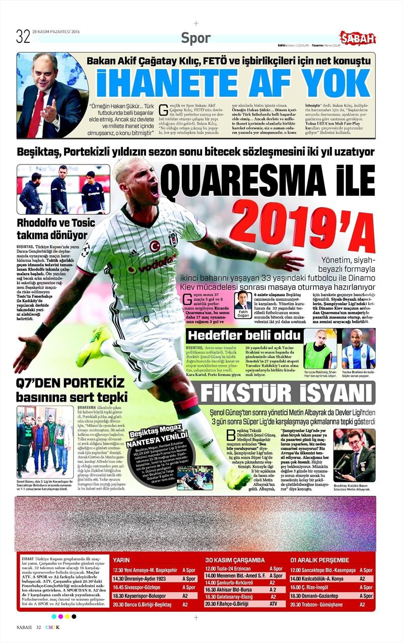 28 Kasım 2016 | Gazetelerin Beşiktaş sayfaları - Görsel 5