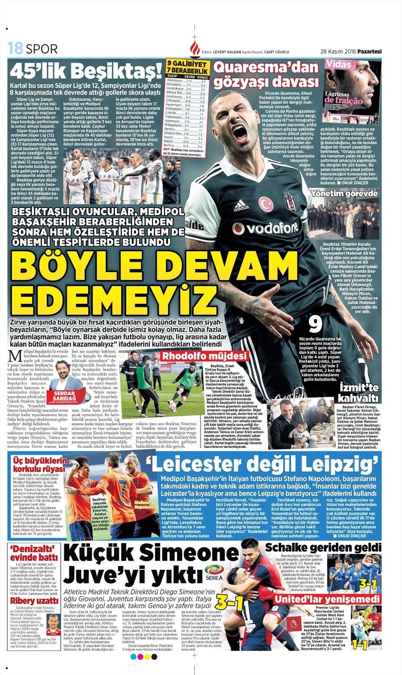 28 Kasım 2016 | Gazetelerin Beşiktaş sayfaları - Görsel 7
