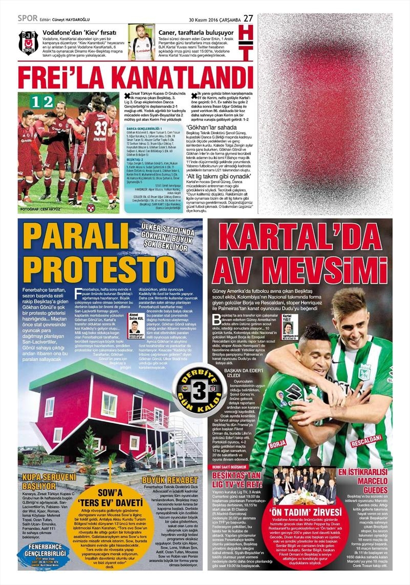 30 Kasım 2016 | Gazetelerin Beşiktaş manşetleri - Görsel 10