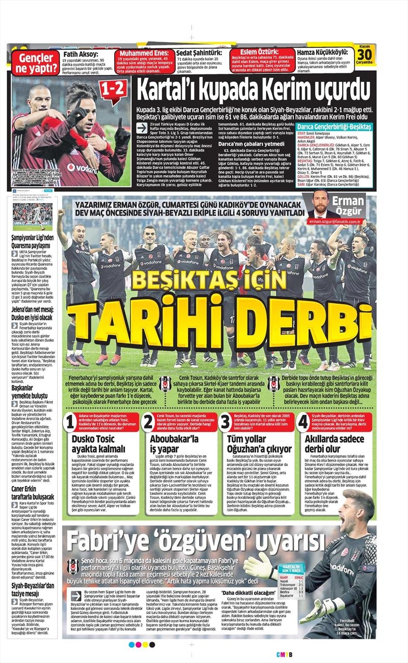 30 Kasım 2016 | Gazetelerin Beşiktaş manşetleri - Görsel 13