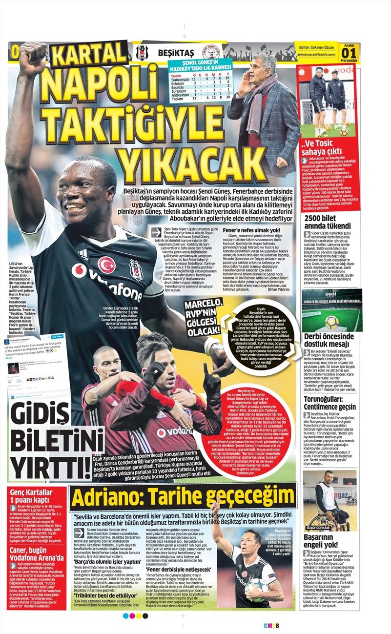 1 Aralık 2016 | Gazetelerin Beşiktaş manşetleri - Görsel 2