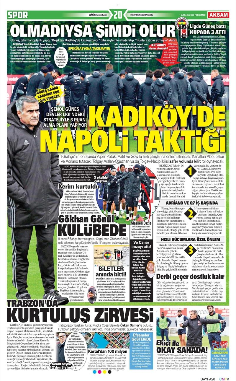 1 Aralık 2016 | Gazetelerin Beşiktaş manşetleri - Görsel 9