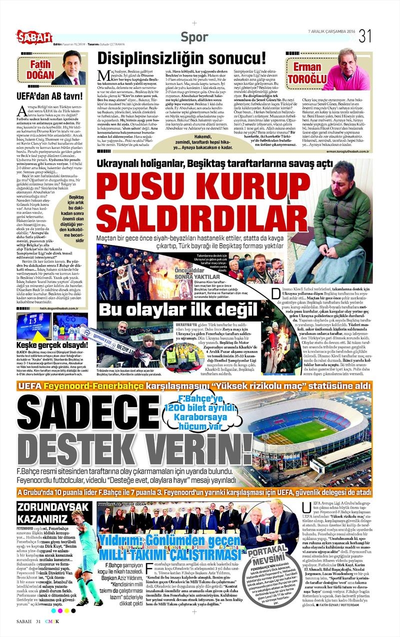 7 Aralık 2016 | İşte gazetelerin Beşiktaş manşetleri - Görsel 11