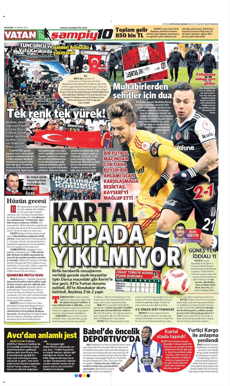 15 Aralık 2016 | İşte gazetelerin Beşiktaş manşetleri - Görsel 1
