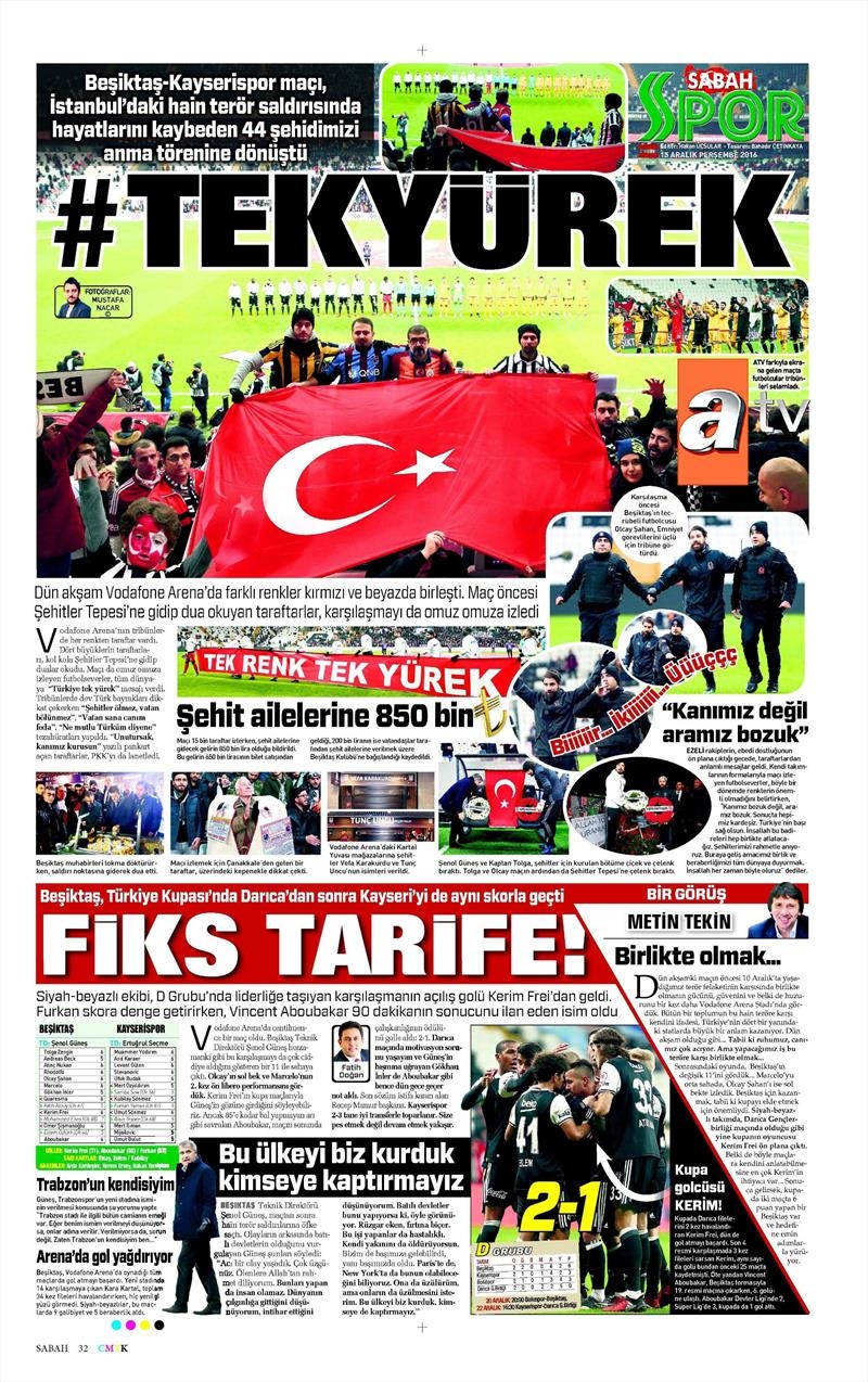 15 Aralık 2016 | İşte gazetelerin Beşiktaş manşetleri - Görsel 2