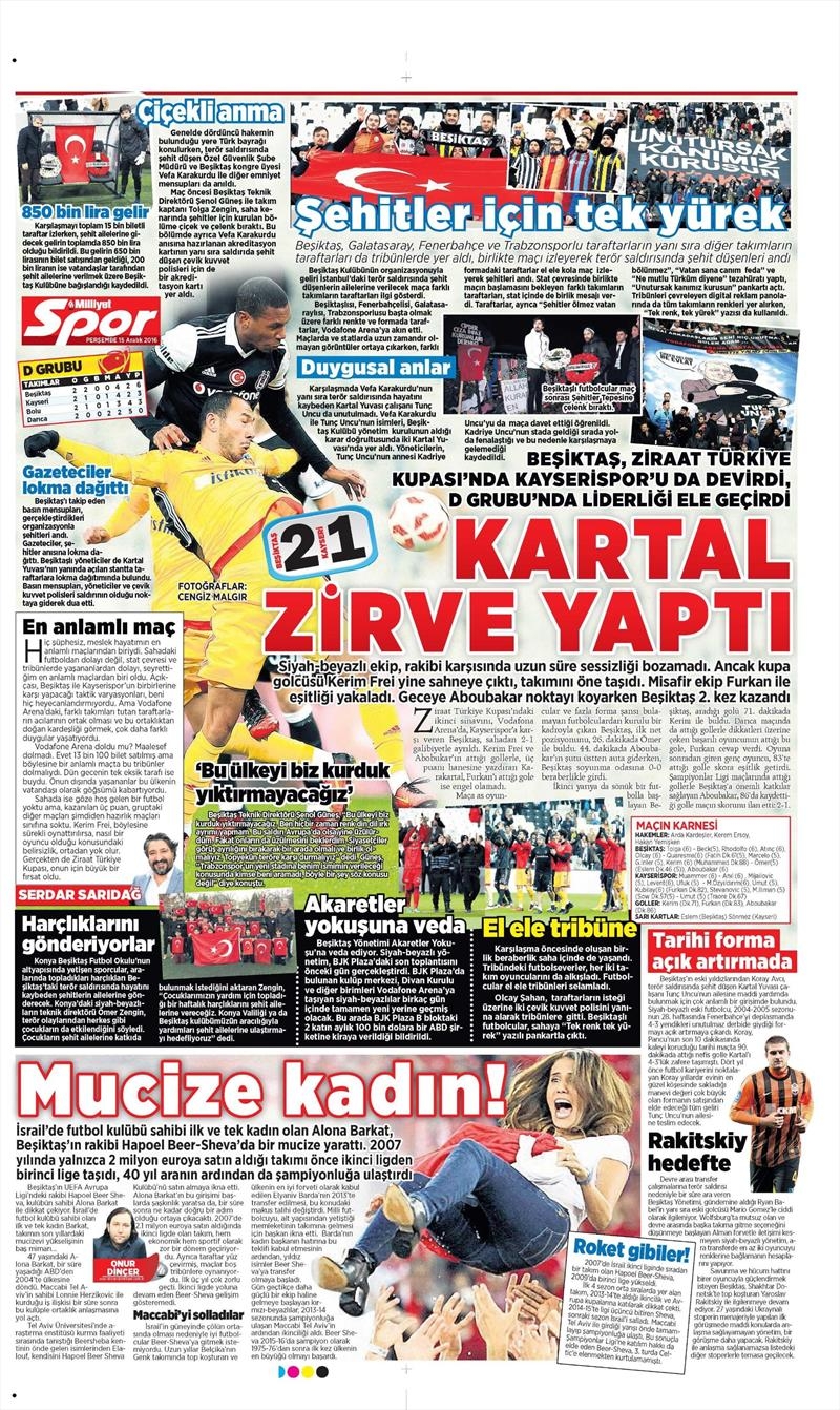 15 Aralık 2016 | İşte gazetelerin Beşiktaş manşetleri - Görsel 3