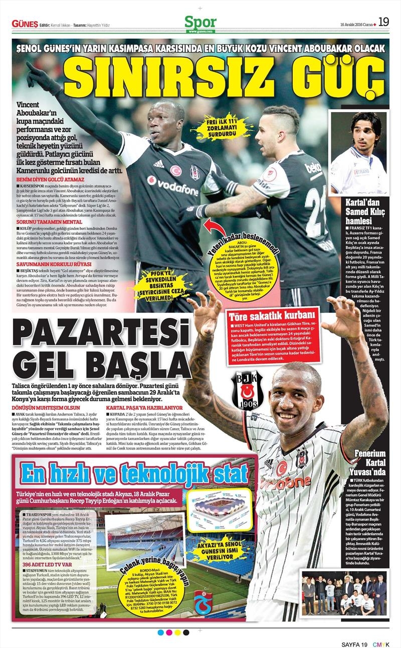 16 Aralık 2016 | İşte gazetelerin Beşiktaş manşetleri - Görsel 1