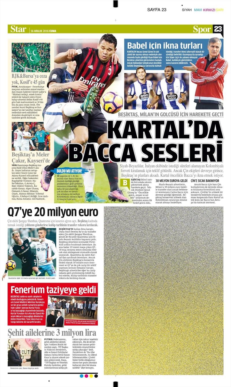 16 Aralık 2016 | İşte gazetelerin Beşiktaş manşetleri - Görsel 10