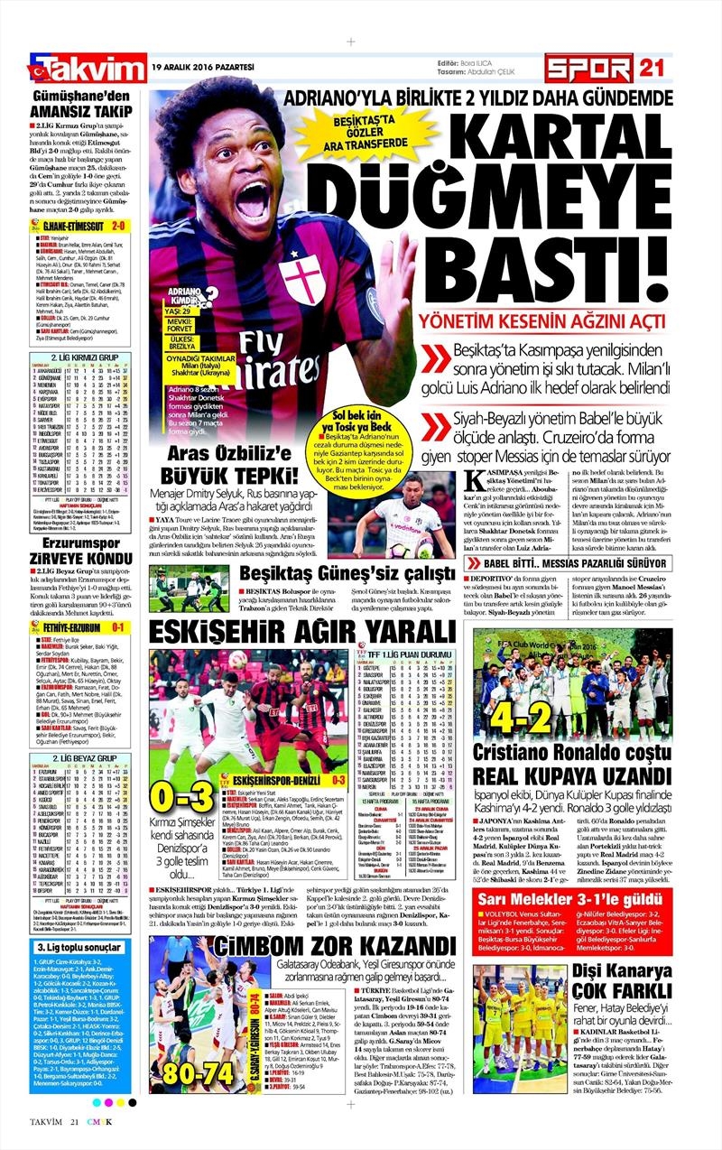 19 Aralık 2016 | İşte gazetelerin Beşiktaş manşetleri - Görsel 12