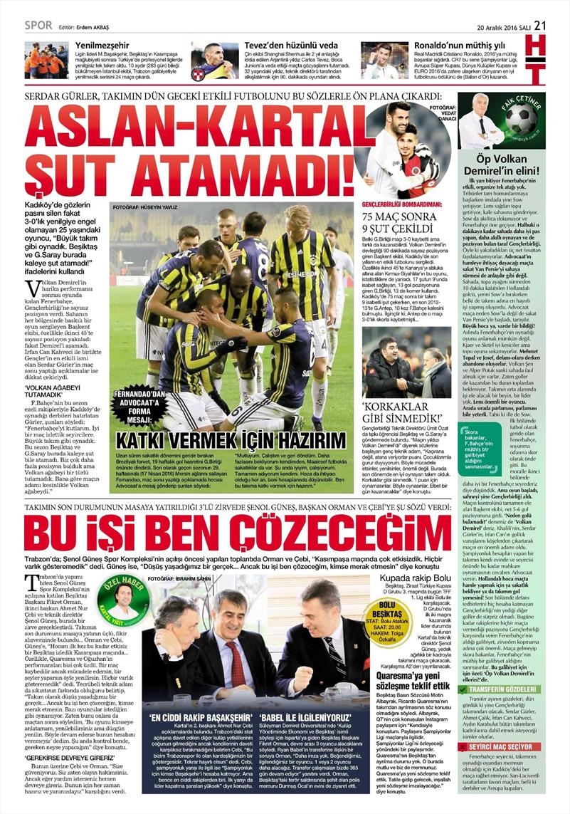 20 Aralık 2016 | İşte gazetelerin Beşiktaş manşetleri - Görsel 10