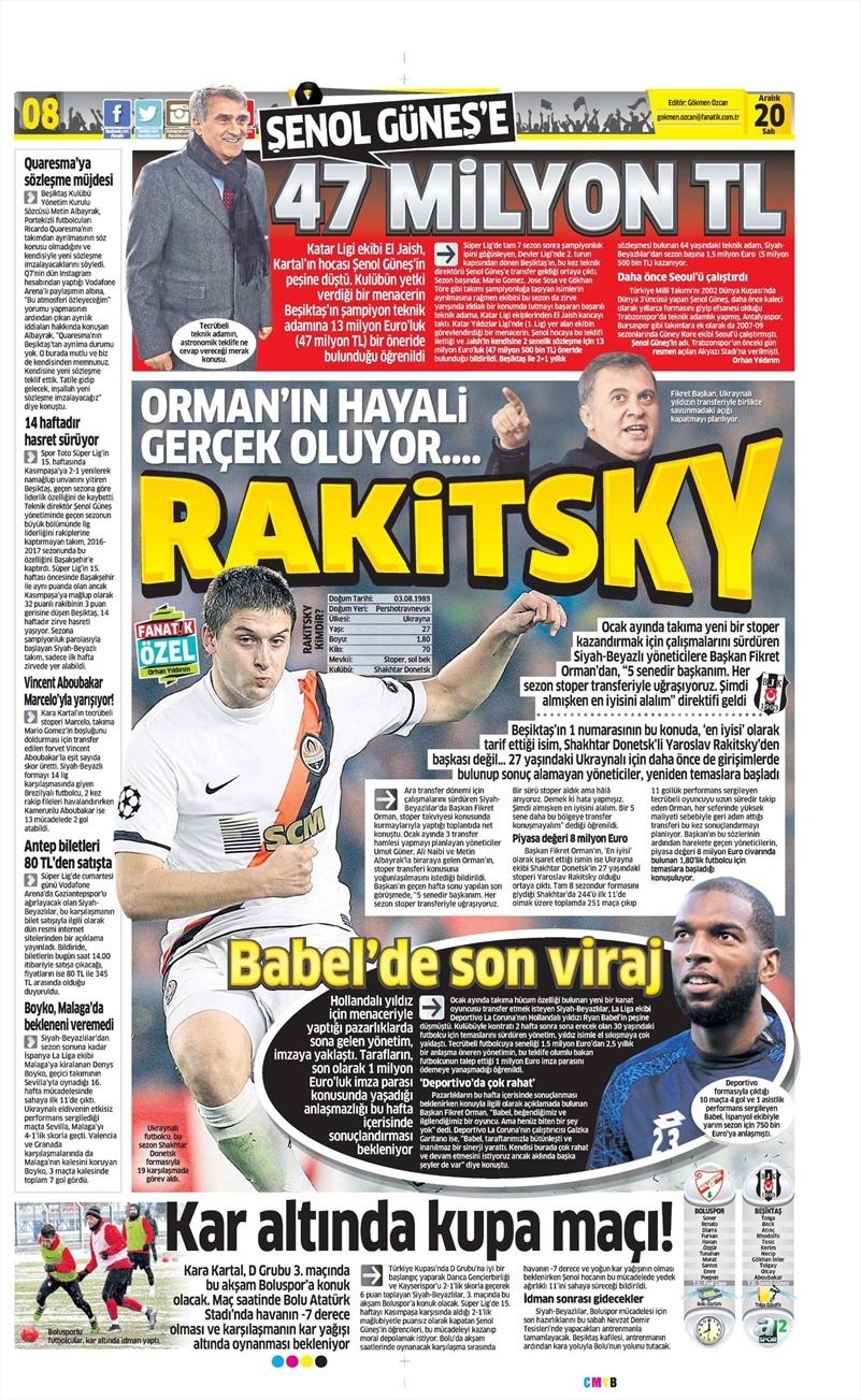 20 Aralık 2016 | İşte gazetelerin Beşiktaş manşetleri - Görsel 14