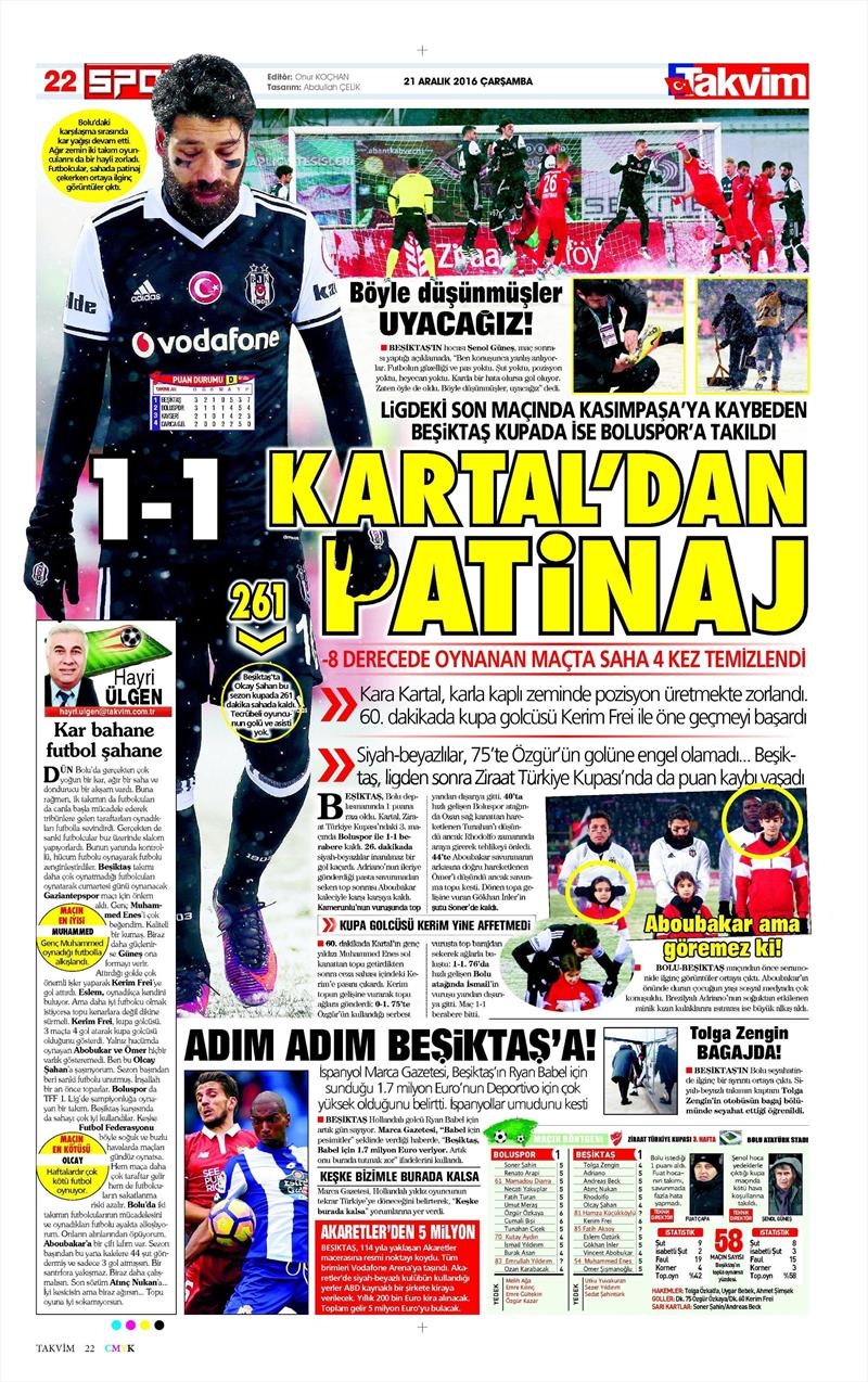 21 Aralık 2016 | İşte gazetelerin Beşiktaş manşetleri - Görsel 10
