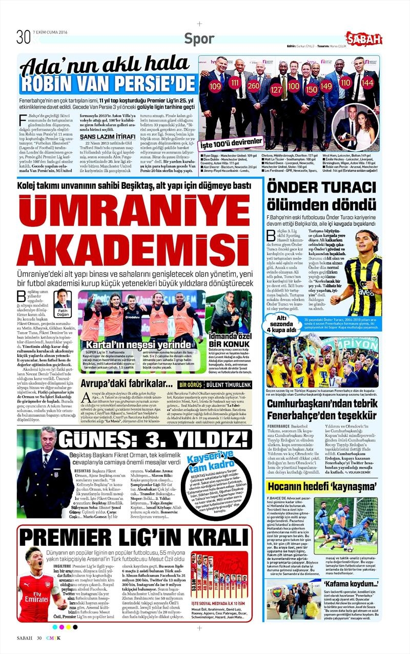 7 Ekim 2016 | Beşiktaş sayfaları - Görsel 10