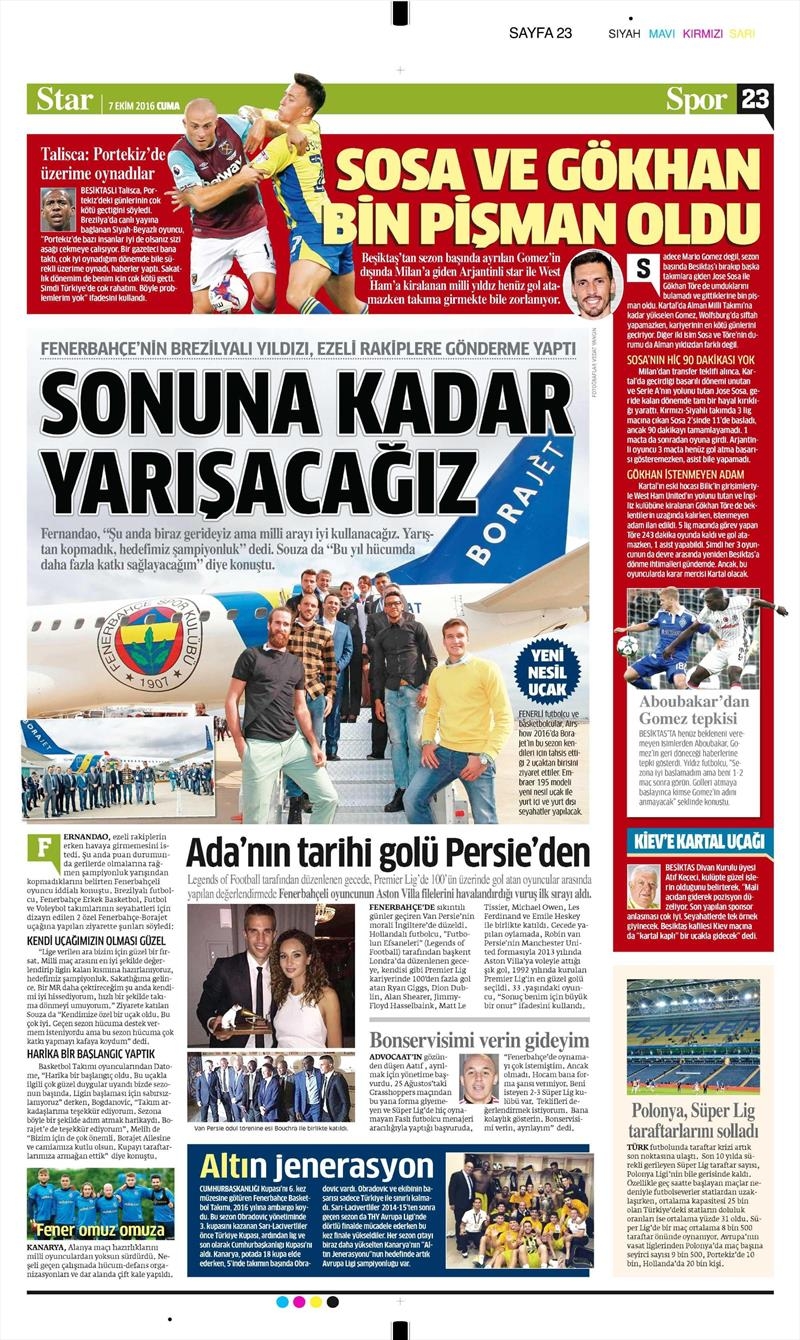 7 Ekim 2016 | Beşiktaş sayfaları - Görsel 11