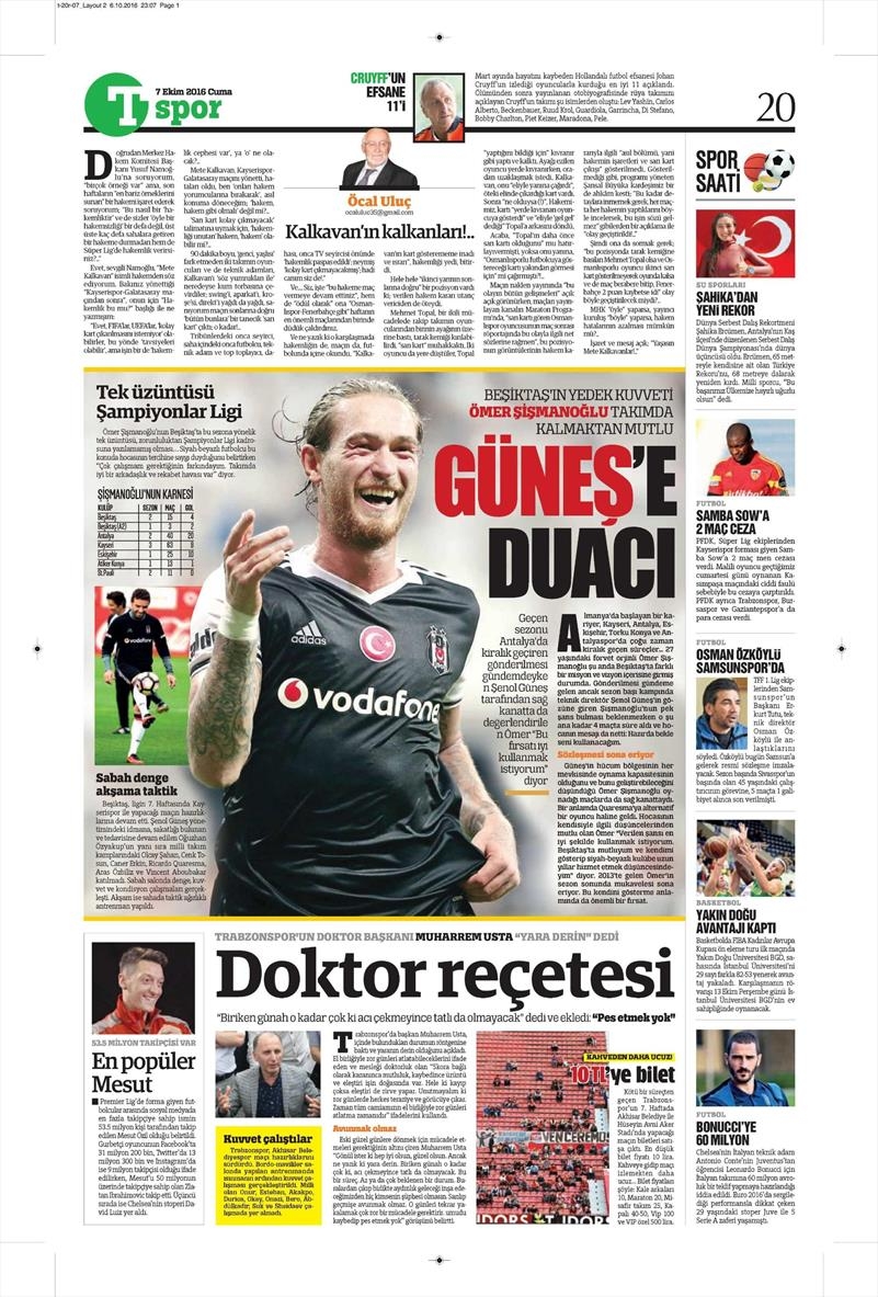 7 Ekim 2016 | Beşiktaş sayfaları - Görsel 12